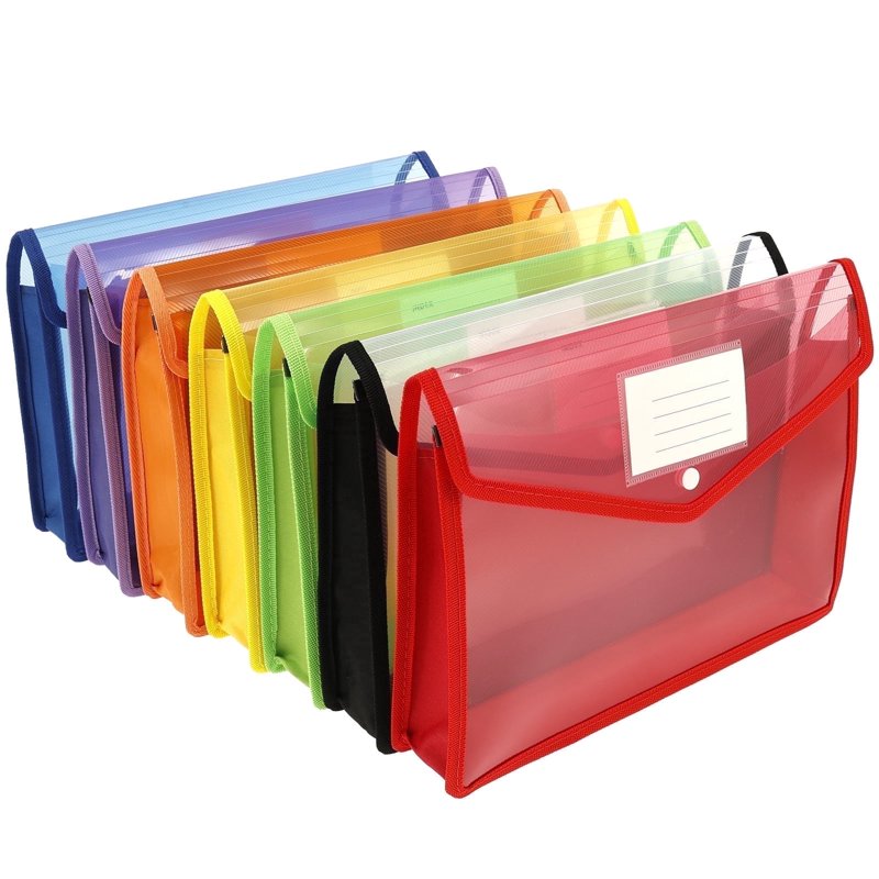 Large Plastic File Folder Organizer Set - A4 Legal Size Expandable Document Holders, Clear, 7 Pack