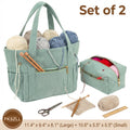 Crochet Bag Organizer and Yarn Tote Set with Needle Pocket and Yarn Holes