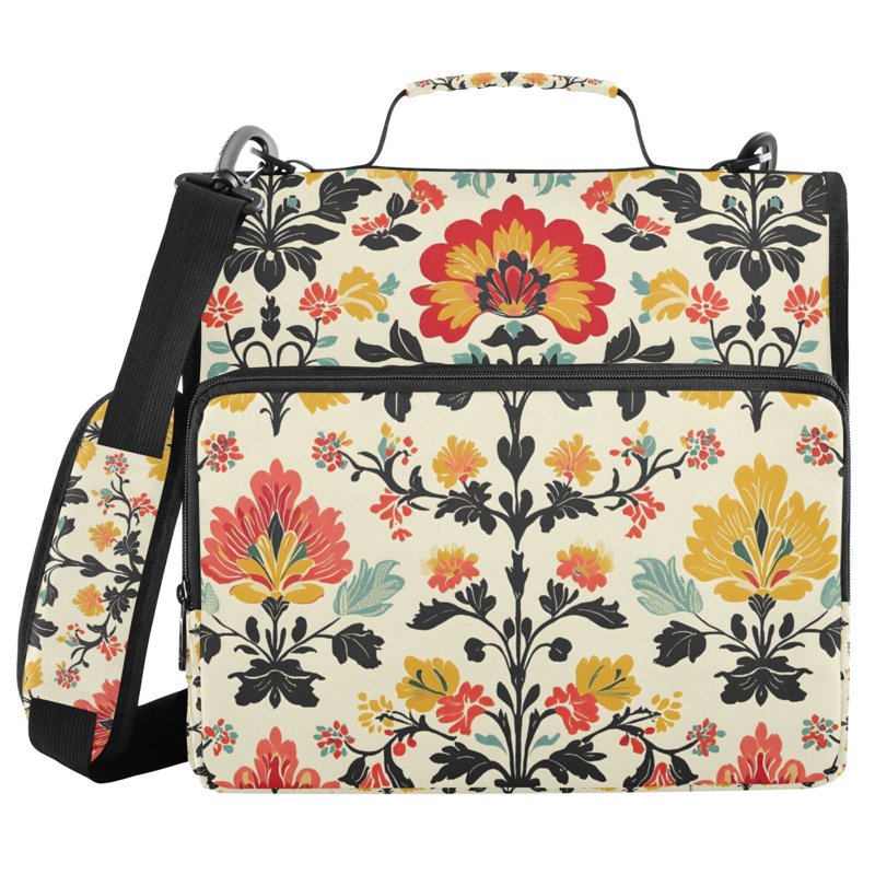 Zipper Binder with Shoulder Strap 2-Inch Ring Holds 500 Sheets Office File Organizer
