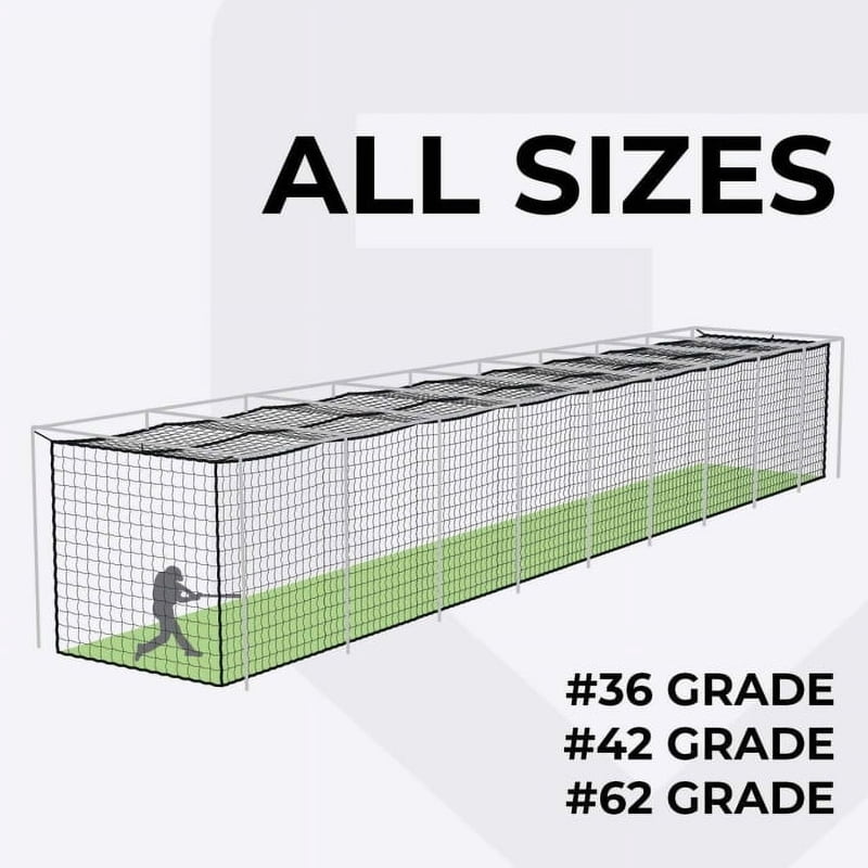Heavy-Duty Baseball Batting Cage Nets - Fully Enclosed, Weatherproof, Multiple Sizes