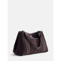 Women’s Plaid Medium Tote Handbag - Dark Brown Faux Leather Trim