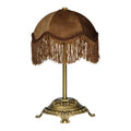Rechargeable Victorian Style Velvet Fringe Table Lamp with Antique Gold Base