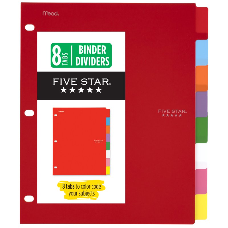 Reversible Poly Tab Dividers 8-Pack for Binders - Color-Coded Office Organization