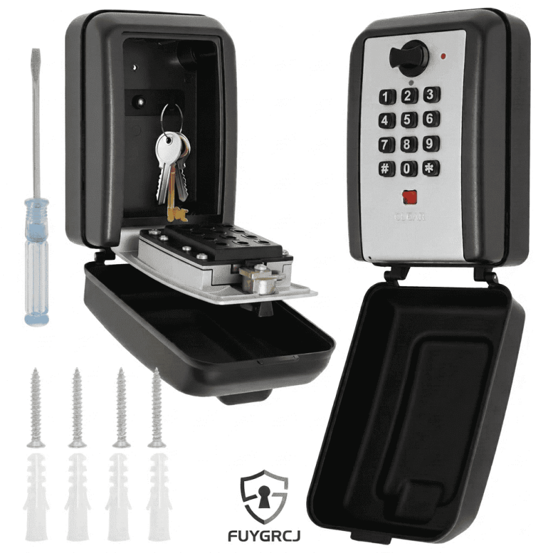 Heavy-Duty Wall-Mounted Key Lock Box with 12-Digit Combination Weatherproof Outdoor Safe for Home & Office