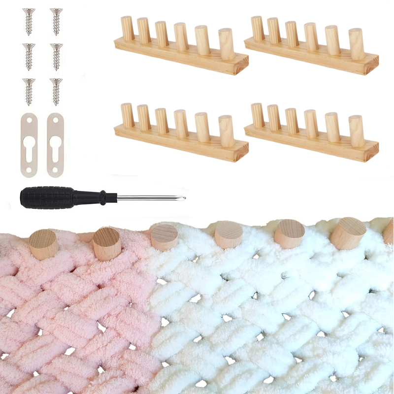 Wooden Knitting Loom Set for Beginners - Portable Yarn Craft Kit for Blankets & Accessories