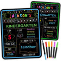 First Day of School Sign Board with Liquid Chalk Markers - 11x14 Reusable Chalkboard for Preschool & Kindergarten Photo Props