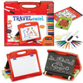 Kids Travel Art Easel Set with 37 Art Supplies - Drawing, Whiteboard & Chalkboard