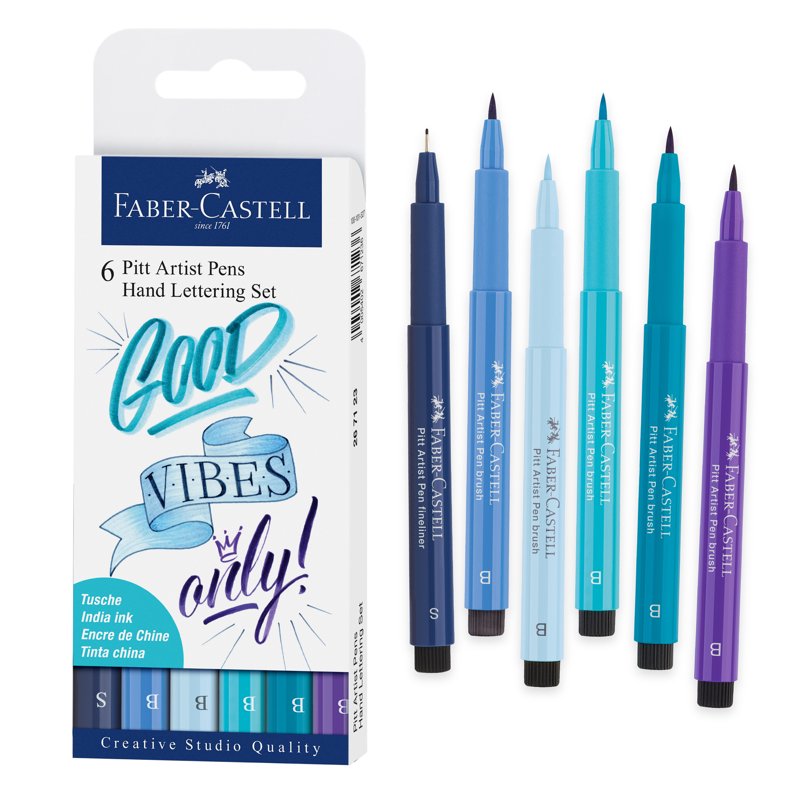 Faber-Castell Pitt Artist Pen Lettering Set Blue for Calligraphy & Art