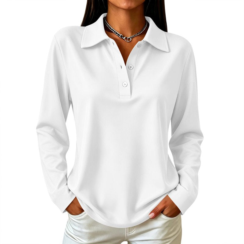 Women's Long Sleeve Polo Shirts with Side Slits - Business Casual Golf Top