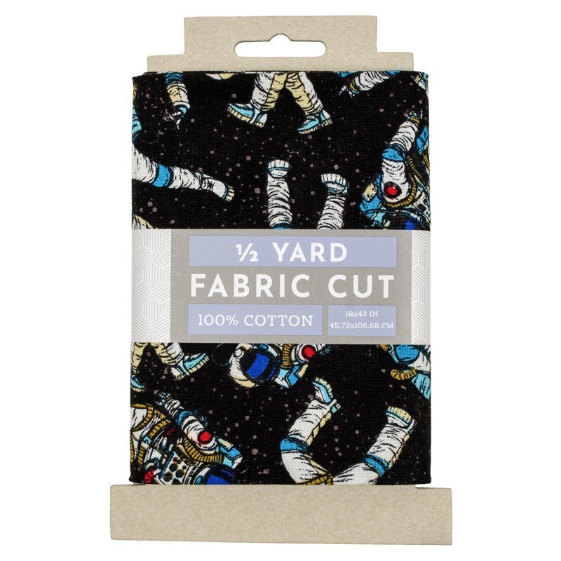 Cotton Astronaut Fabric Half Yard Black 42 Inch for Sewing & Crafting