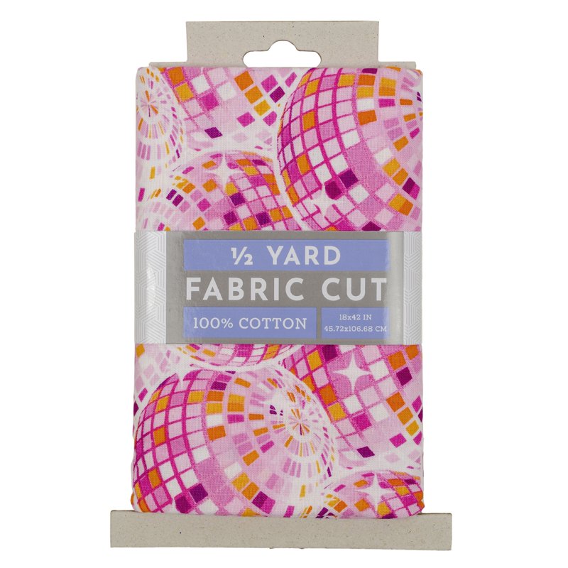 Pink Cotton Disco Ball Fabric — 42 Inch Wide for Sewing & Crafts