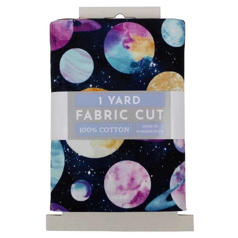 Cotton Planet Fabric - Navy Space Scene for Sewing & Craft Projects - 1 Yard