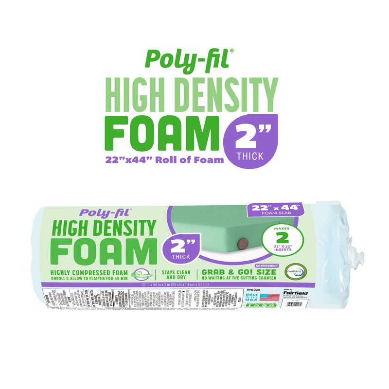 High-Density Foam Roll for Cushions Upholstery Support 22x44x2 Inches