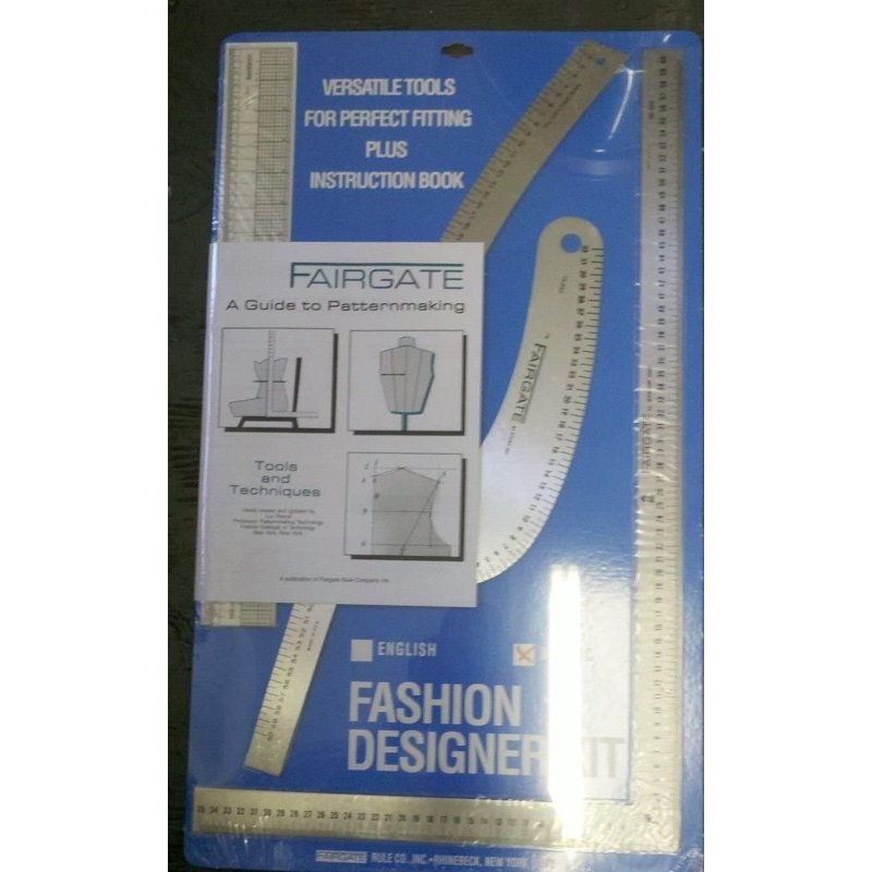 Fashion Pattern Making Kit with Rulers and Book - 4-Piece Set in Cm