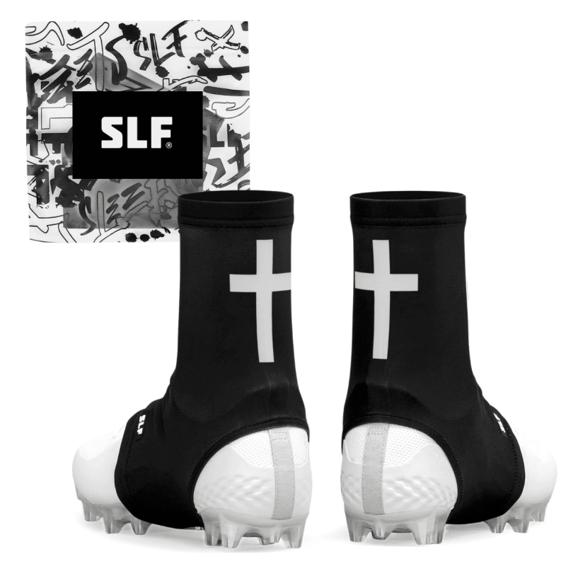 Football Spats with Ankle Support and Turf Prevention - Black & White