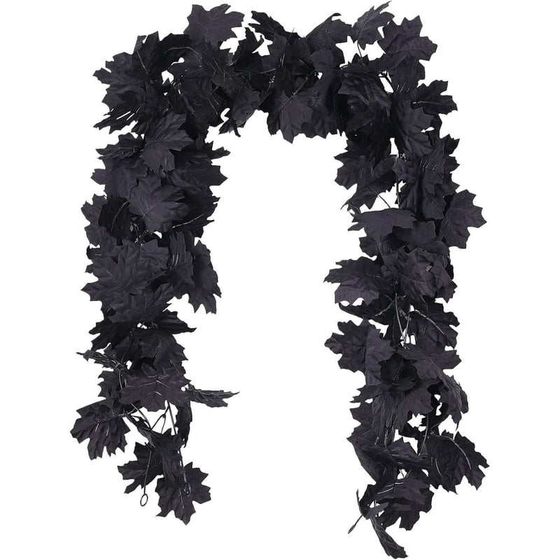 5.6 Ft Black Maple Leaf Garland for Fall and Halloween Home Decor