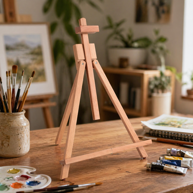 25-Inch Beechwood Tabletop Easel for Painting & Display, Adjustable Art Stand