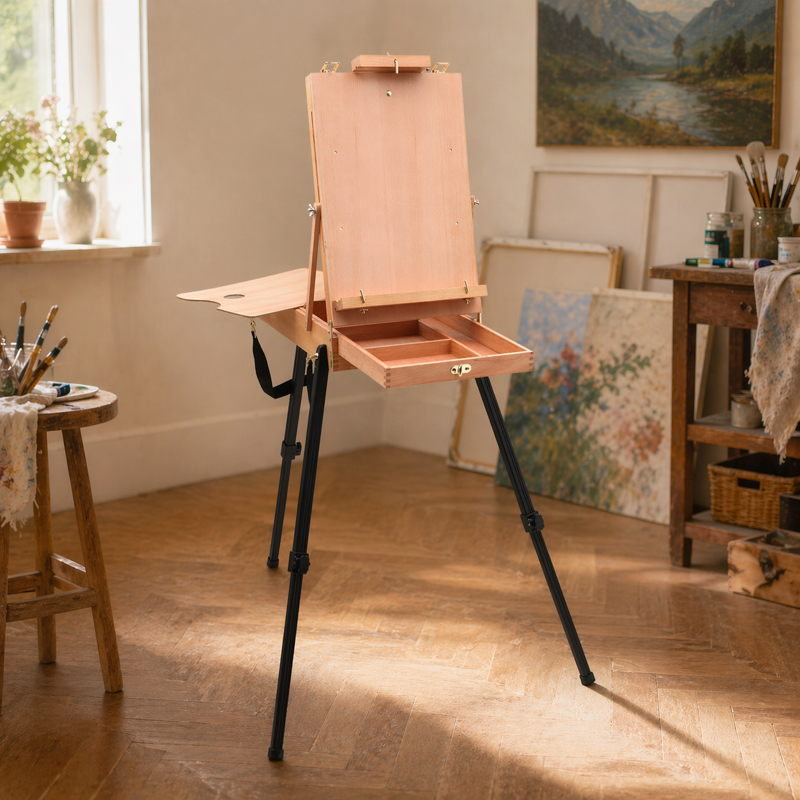 Lightweight French Style Artist Easel with Aluminum Tripod & Storage Drawer