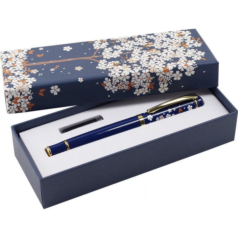Falling Blossoms Fountain Pen with Gold Nib - Elegant Brass Writing Instrument