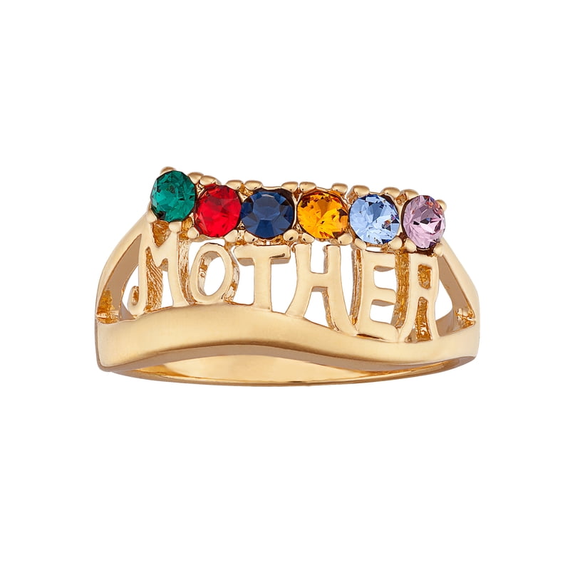 Personalized Mother Birthstone Ring - 14kt Gold-Tone Custom Family Jewelry
