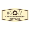 Can & Bottle Recycling Sign - Small, Ivory & Dark Brown, Indoor/Outdoor