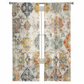 Farmhouse Semi Sheer Curtains Set - Boho Abstract Textured Window Drapes