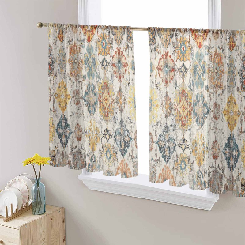 Farmhouse Semi Sheer Curtain Set - Boho Textured Window Drapes, Multiple Sizes