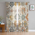Farmhouse Semi Sheer Curtains Set - Boho Abstract Window Drapes for Living Room & Bedroom, Multiple Sizes