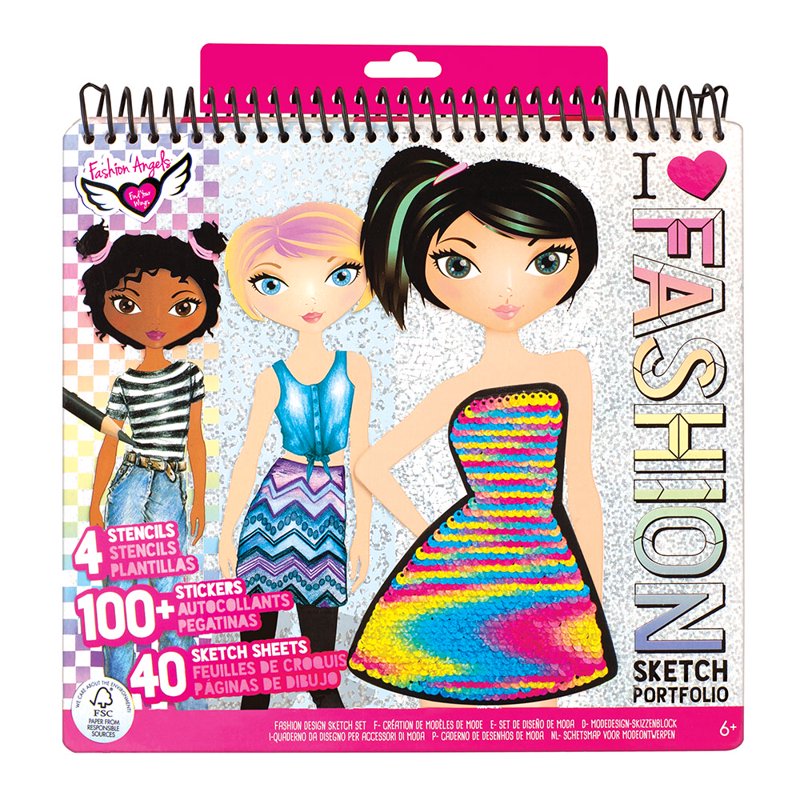 Fashion Sketch Portfolio Notebook with Stencils & Stickers - 8.5x11 Inch, 40 Pages