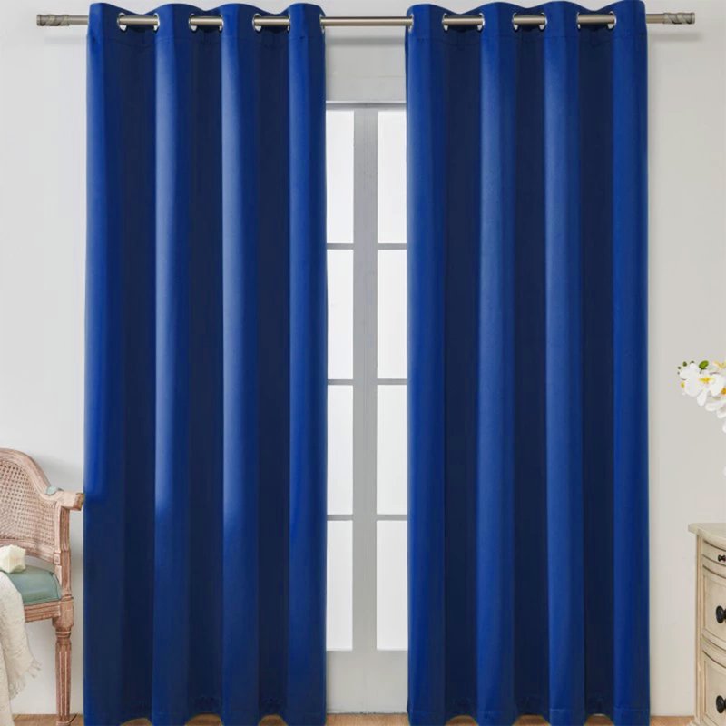 Blackout Insulated Curtains 100x200 cm Satin Faux Silk Bedroom Drapes - Thermal Noise Reducing
