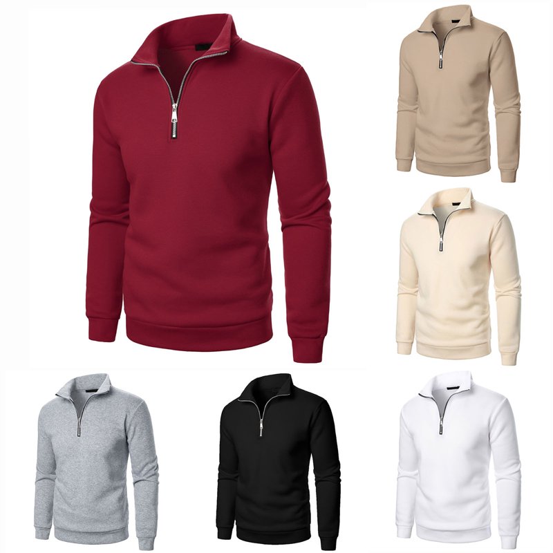 Men's 1/4 Zip Fleece Pullover Sweatshirt with Stand-Up Collar - Warm Casual Thermal Top