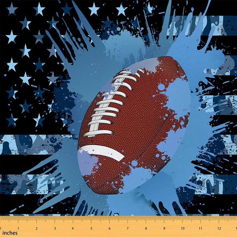 Kids 3D Rugby Football Fabric by the Yard for Sewing & Home Decor