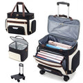 Large Rolling Craft & Teacher Tote with Insulated Lunch Bag, 15 Pockets, 48L Capacity