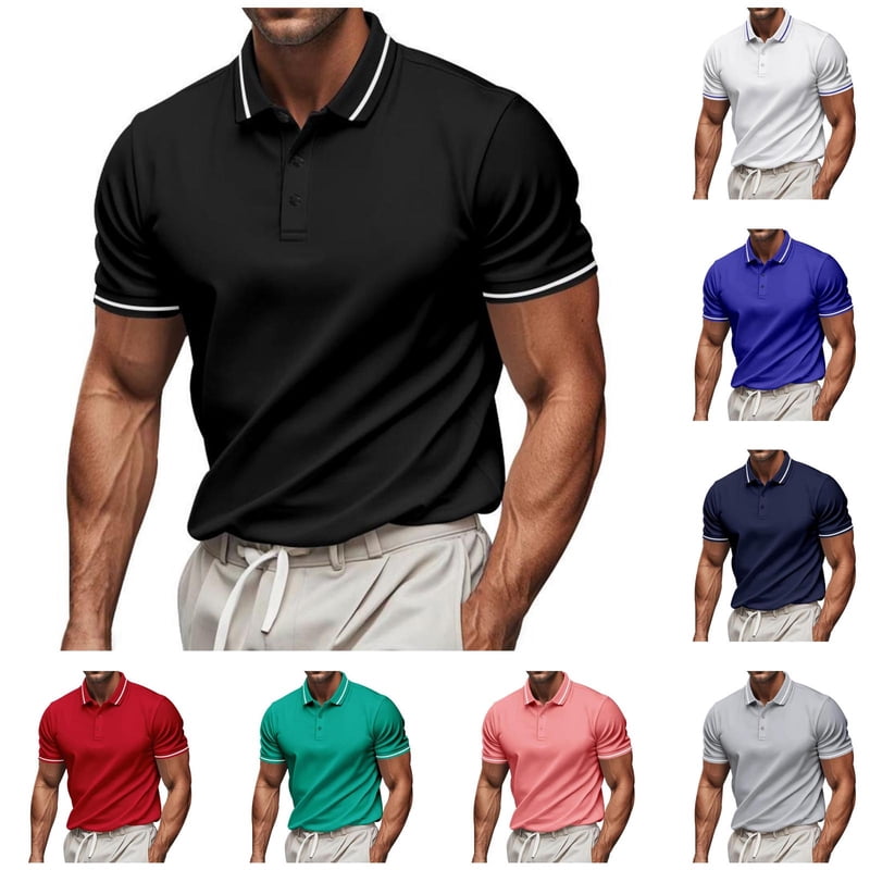 Men's Moisture Wicking Golf Polo Shirt Short Sleeve Breathable Quick Dry Top