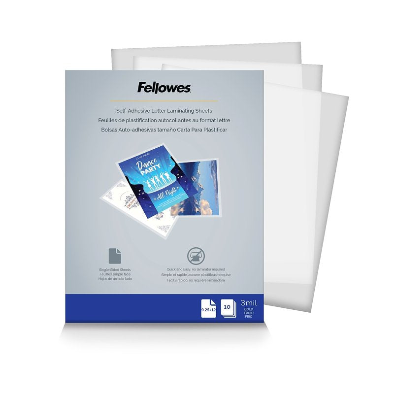 Self-Adhesive Laminating Sheets 3 Mil Letter Size 10 Pack - Easy Document Lamination
