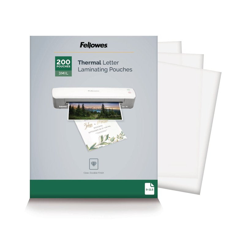 Thermal Laminating Pouches Letter Size 3 Mil 200 Pack - Clear Durable Film