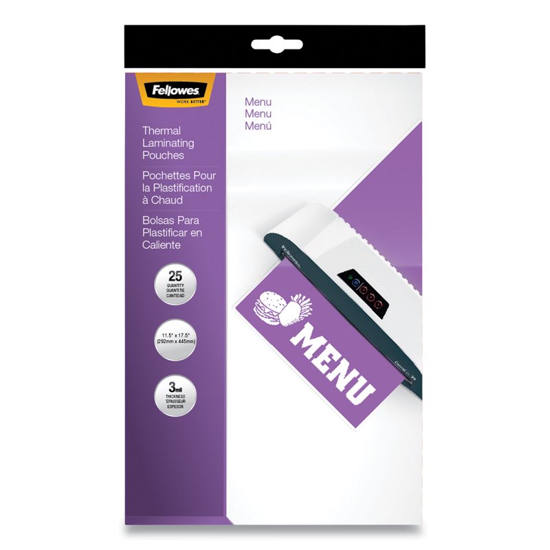 Laminating Pouches 3 Mil Clear Gloss 12x18 Inches 25 Pack Office Supplies
