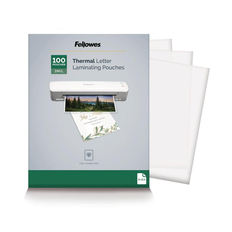 Thermal Laminating Pouches Letter Size 3 Mil, 100 Pack - Clear Document Protectors