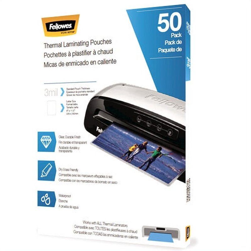 Thermal Laminating Pouches Letter Size 3mil Pack of 50 - Clear, Durable, Dry Erase Friendly