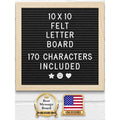 10x10 Inch Felt Letter Board with 170 Letters and Numbers - Black or Gray