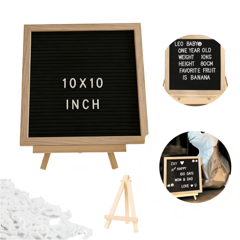 Felt Letter Message Board 10x10 Inch with 340 Letters & Emojis for Home & Baby Announcements