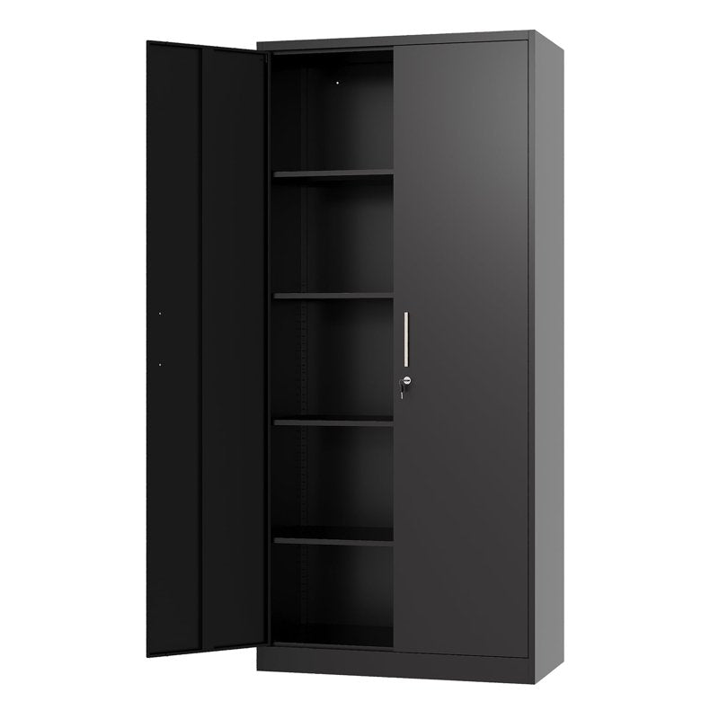 Tall Metal Storage Cabinet with Adjustable Shelves - Locking Steel File Cabinet for Home & Office