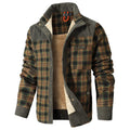 Light Army Green Fexilor Men’s Corduroy Plaid Sherpa Lined Flannel Shirt Jacket, XL