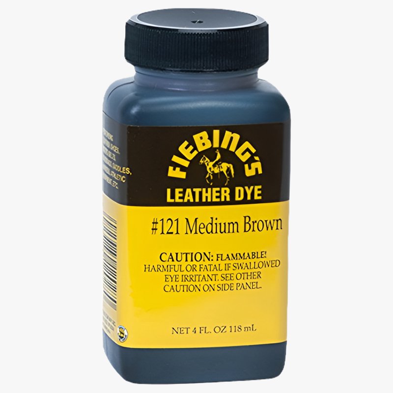 Leather Dye Medium Brown 4 oz - Permanent Alcohol-Based Color for Leather & Wood
