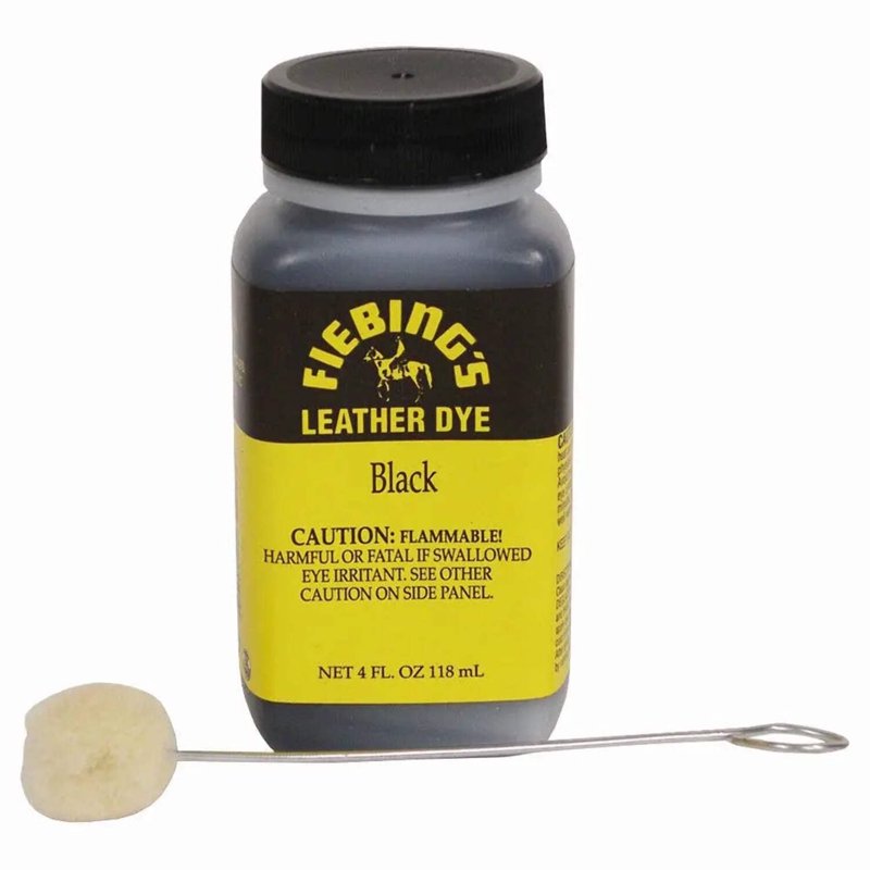 Leather Dye Black 4oz with Applicator - For Shoes, Belts, Leather Goods
