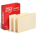 Manila File Folders Bulk Pack 250 Letter Size with 3 Tabs for Office & Home Organization