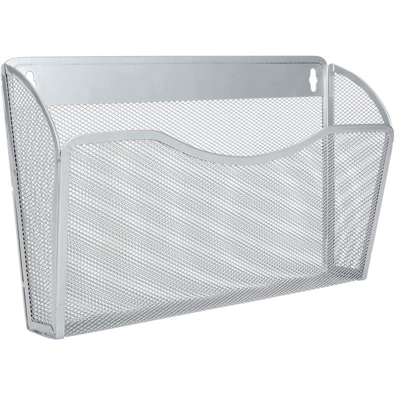 Wall Mount Hanging File Organizer with Mesh Pocket for Office & Home Storage