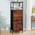 Vertical File Storage Cabinet with 3 Drawers and Adjustable Shelves - Rustic Brown