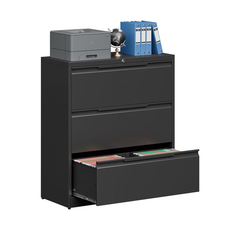 Metal 3 Drawer Lateral File Cabinet with Lock for Office & Home Storage