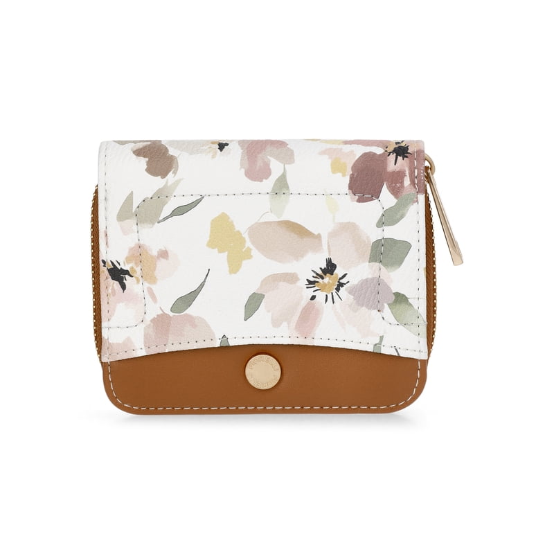 Faux Leather Zip Around Wallet for Women with Floral Print - Compact & Organized